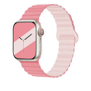 Magnetic Silicone Apple Watch Band Pink White 38mm/40mm/41mm