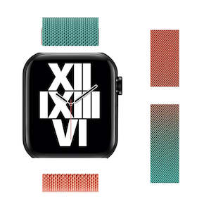 Stainless Steel Milanese Loop Apple Watch Band Orange Green 38mm 40mm 41mm