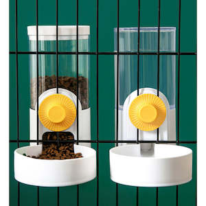 Pet Automatic Water Food Feeder Set Pet Cage Suspended Water Dispenser - White