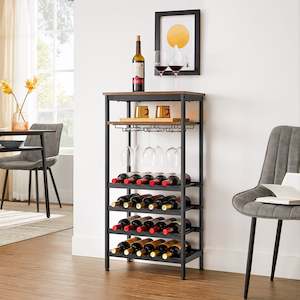 VASAGLE Wine Rack, Bottle Rack with Glass Holde