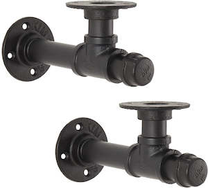 Laundry: Vintage Wall Mounted Shelf Supporter Pipe Rack 25.5cm 2pcs