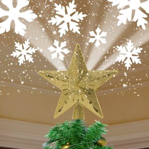 Christmas Tree Decoration Light Christmas Tree Topper Lighted Golden Star