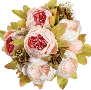 Under 5: Artificial Peony Silk Flowers-Mixed Pink