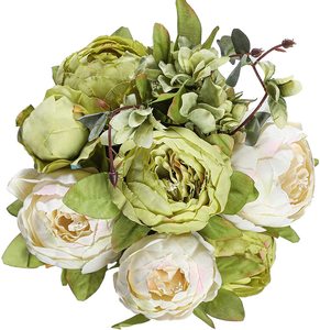 Artificial Peony Silk Flowers Green