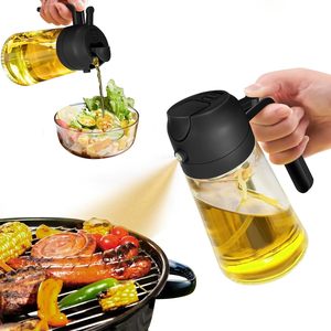 Dual-Function Oil Spray Bottle for Cooking 470ml Black