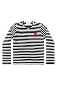 Mens Tee Shirts: L/S STRIPED T-SHIRT IN BLACK/WHITE, SS24