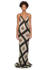 SLIP GOWN IN BLACK PLAID, SS23