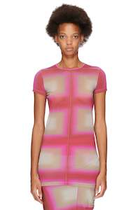 Rick Owens: LEVEL SS T IN FUCHSIA PLAID, SS23