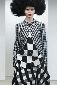 Womens Coats Jackets: ROUND COLLAR CHECK JACKET IN BLACK/WHITE, SS25