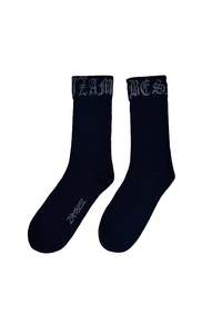 MERINO GOTHIC SOX IN BLACK/STEEL