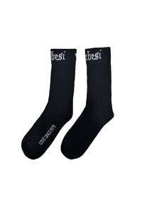 MERINO HEART SOX IN BLACK/BONE