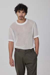 Mens Tee Shirts: FILTER IN WHITENET, SS26