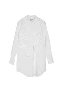 FRILL FRONT SHIRT IN WHITE, SS25
