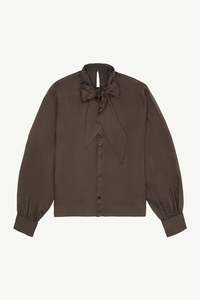 TWIST BOW SHIRT IN BROWN, SS25