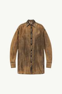 Womens Shirts: SPLIT BACK SHIRT IN KHAKI, SS25