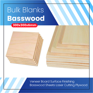 Bulk Blanks- Basswood Plywood 300x300x6mm 20Pcs - Zawya Limited