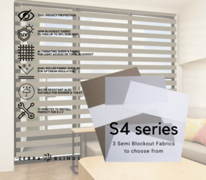 S4 Series Semi Blockout Zebra Blinds - 3 colour options