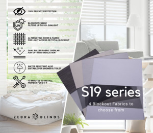 S19 Series Blockout Zebra Blinds - 4 colour options