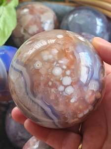 Large Cherry Blossom Holly Agate Sphere
