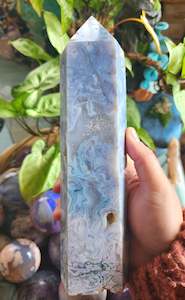 Blue Moss Agate Tower