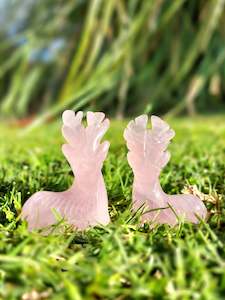 Carvings 1: Rose Quartz Reindeer Couple