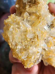 Clusters: Clear Quartz Cluster with Iron Oxide