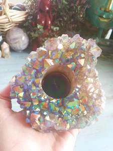 💜🌟🕯️Aura Amethyst Candle Holder