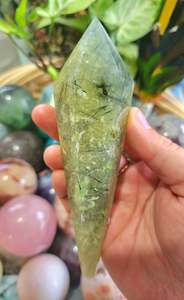 Prehnite Wand with Stand