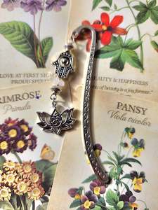 Accessories: Clear Quartz Hamsa Om Lotus Bookmark