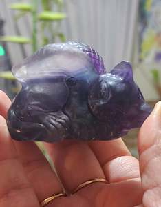 Carvings 2: Rainbow Fluorite Angel Cat