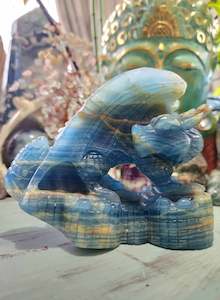 Large Lemurian Aquatine Calcite Dragon