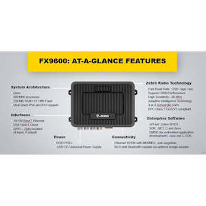 ZEBRA FX9600 UHF RFID Fixed Reader - 4 Antenna Ports Global Freq