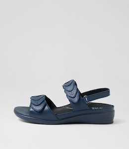 Products: Dimone W Navy Leather Sandals by Ziera at Ziera NZ