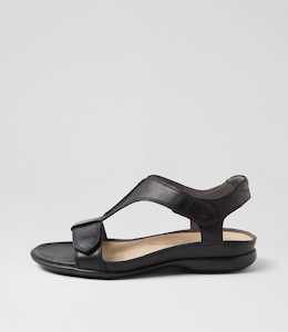 Products: Barkly W Black Leather Sandals by Ziera at Ziera NZ