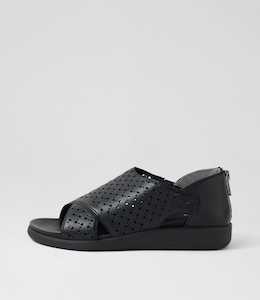 Products: Issela W Black Leather Sandals by Ziera at Ziera NZ
