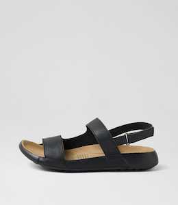 Products: Yocco W Black Leather Sandals by Ziera at Ziera NZ