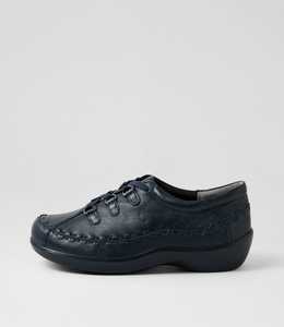 Products: Allsorts Xw Navy Leather Lace Up Flats by Ziera