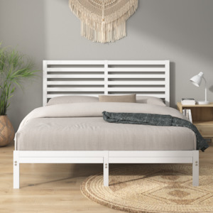 Bedroom: Kai White Bamboo and Metal Bed Frame