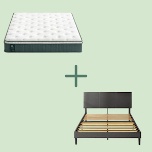 Bedroom: Cambril Upholstered Bed Frame and Chiro Support Mattress Bundle