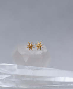Gold Earrings: Morning Star Studs - 22k Gold Vermeil