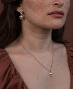 Gold Necklaces: Mini Heart Rays Necklace - 22k Gold Vermeil