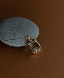 Gold Necklaces: Thea Charm - 22k Gold Vermeil, Green Amethyst