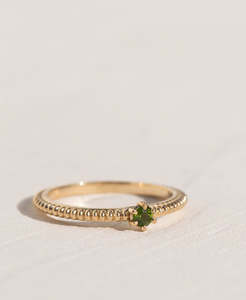 Anchored Stacker Ring - 22k Gold Vermeil, Chrome Diopside