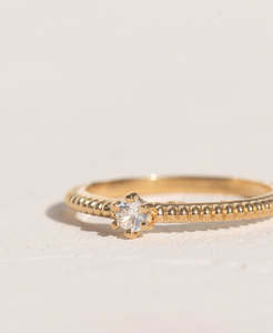 Anchored Stacker Ring - 22k Gold Vermeil, White Zircon