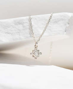 Inka Necklace - 925 Sterling Silver, White Zircon