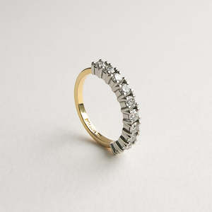 Wedding Bands: Double Claw Diamond Wedding Band in 18ct Yellow Gold and Platinum