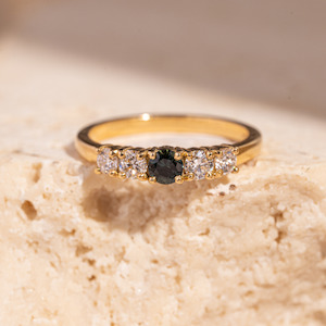 Rings: Orbit Five Stone Round Sapphire