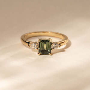 Rings: Dahlia 1.12ct Emerald Cut Green Sapphire