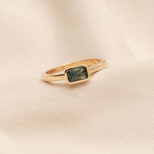 East-West 0.65ct Emerald-cut Parti Sapphire