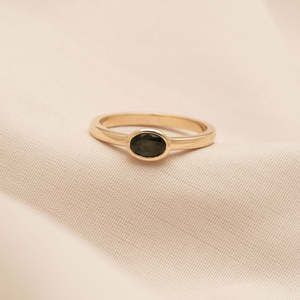 East-West 0.56ct Oval Green Sapphire